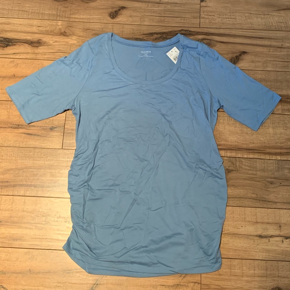 NWT Motherhood Maternity Blue Scoop Neck Shirt, Large